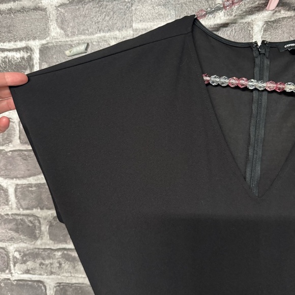 Express jumpsuit black vneck pockets tie waist - Picture 3 of 14